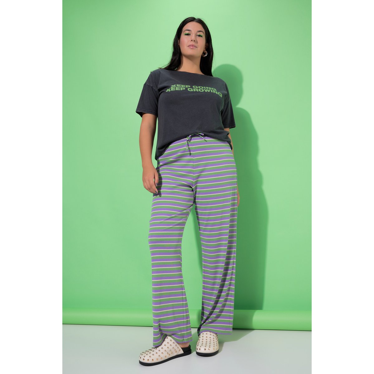 Pantalon en jersey à rayures violet, STUDIO UNTOLD