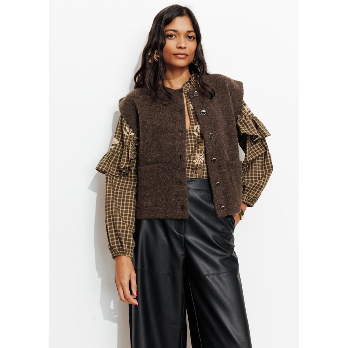 Cardigan sans manches marron, PROMOD
