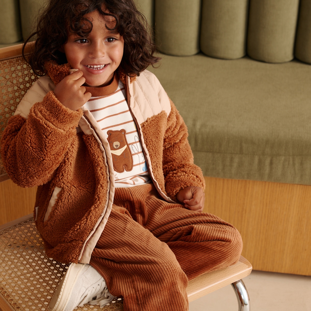 Veste enfant en sherpa Moka marron, PETIT BEGUIN