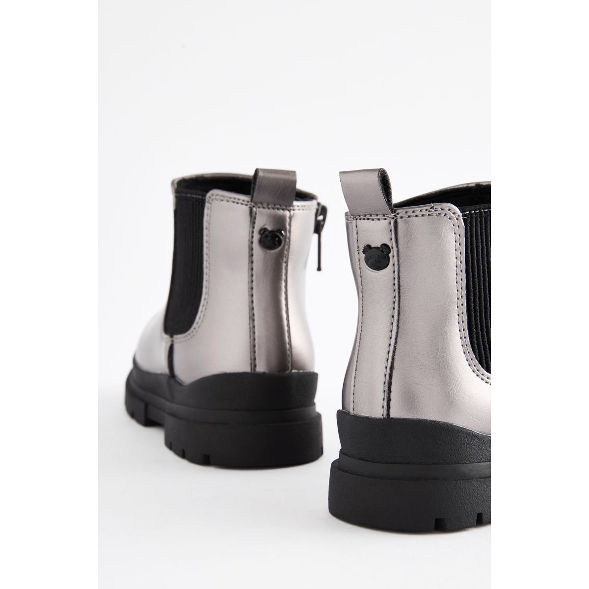 Bottines chelsea à semelle épaisse gris étain métallisé, NEXT