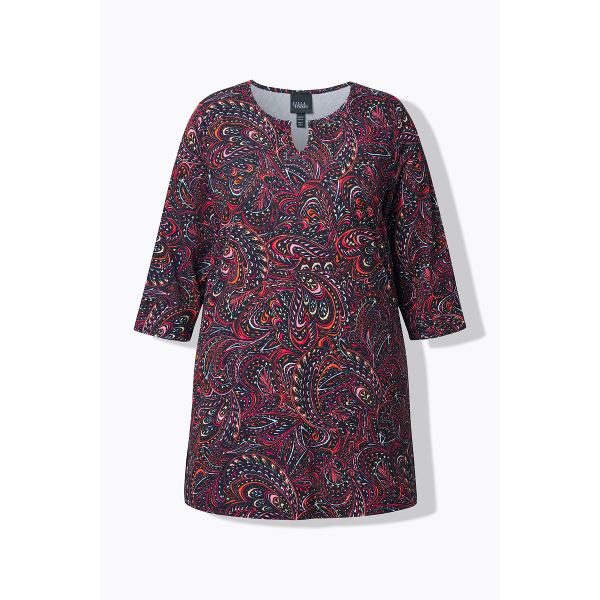 T-shirt long motif cachemire noir, ULLA POPKEN