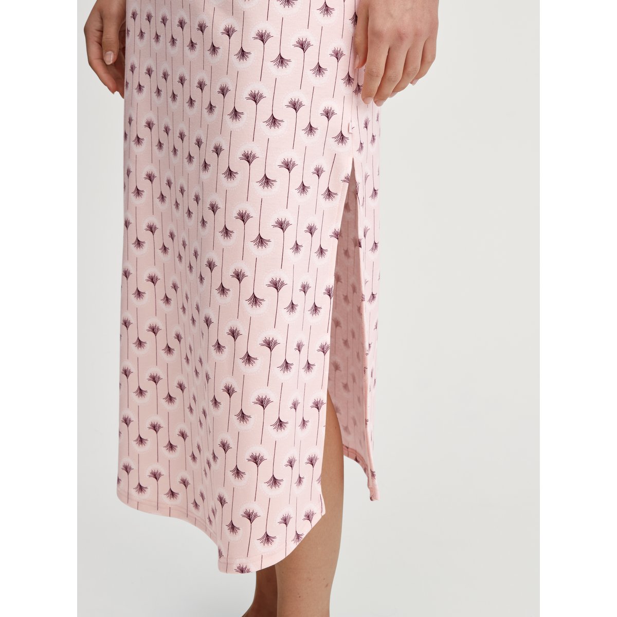 Chemise de nuit à manches longues manches longues Coton MIDNIGHT FLOWERS blush perlé, CALIDA
