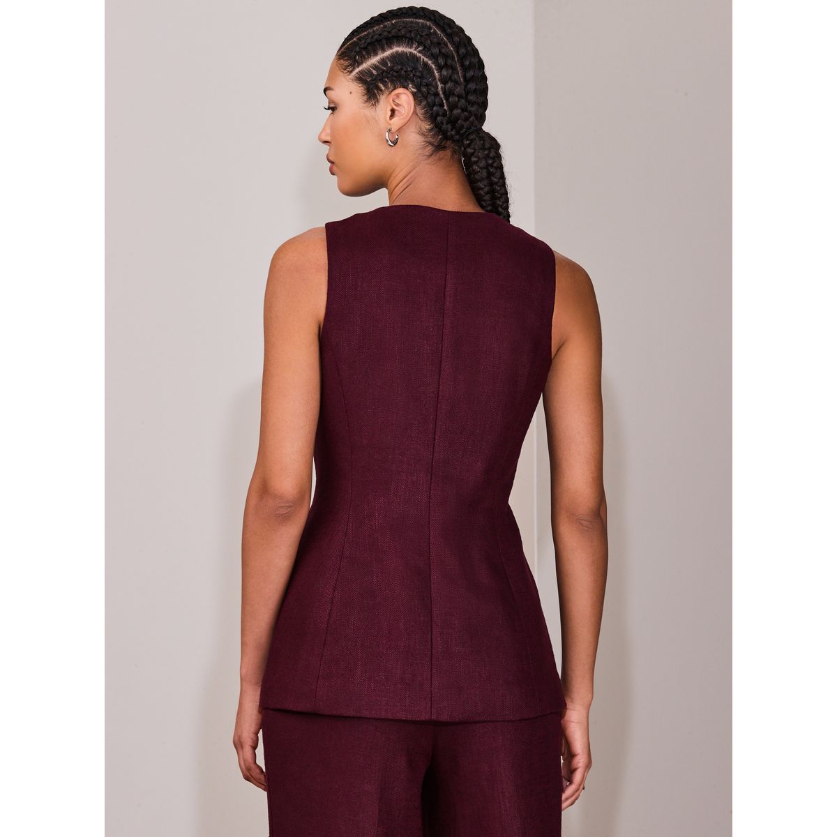 Gilet en lin majoritaire vin, NEXT