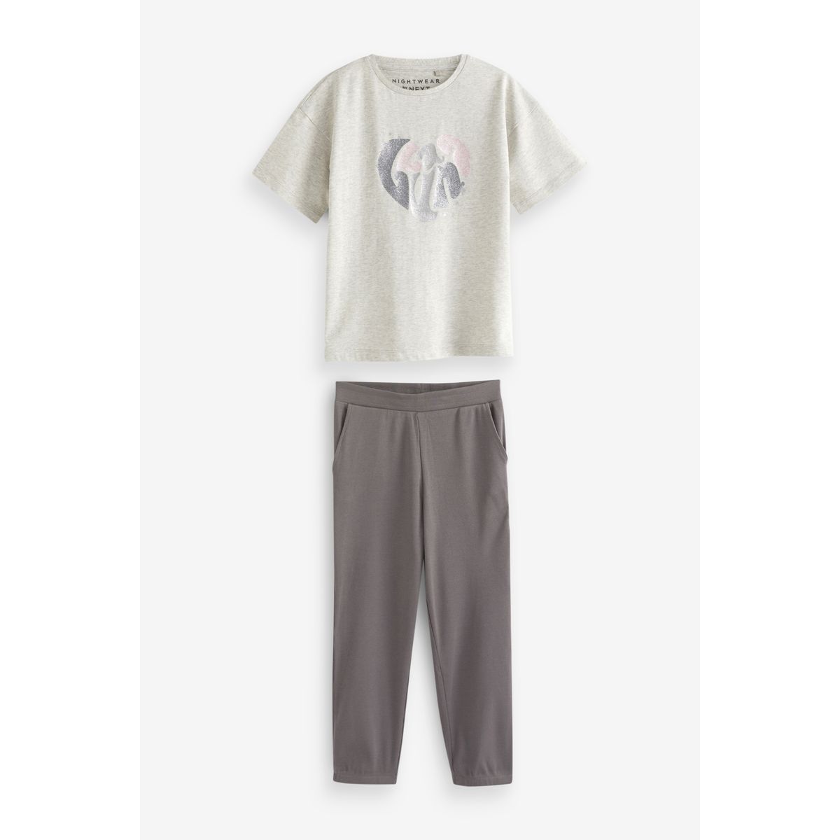 Pyjama avec inscription, lot de 3 rose/gris/blanc, NEXT