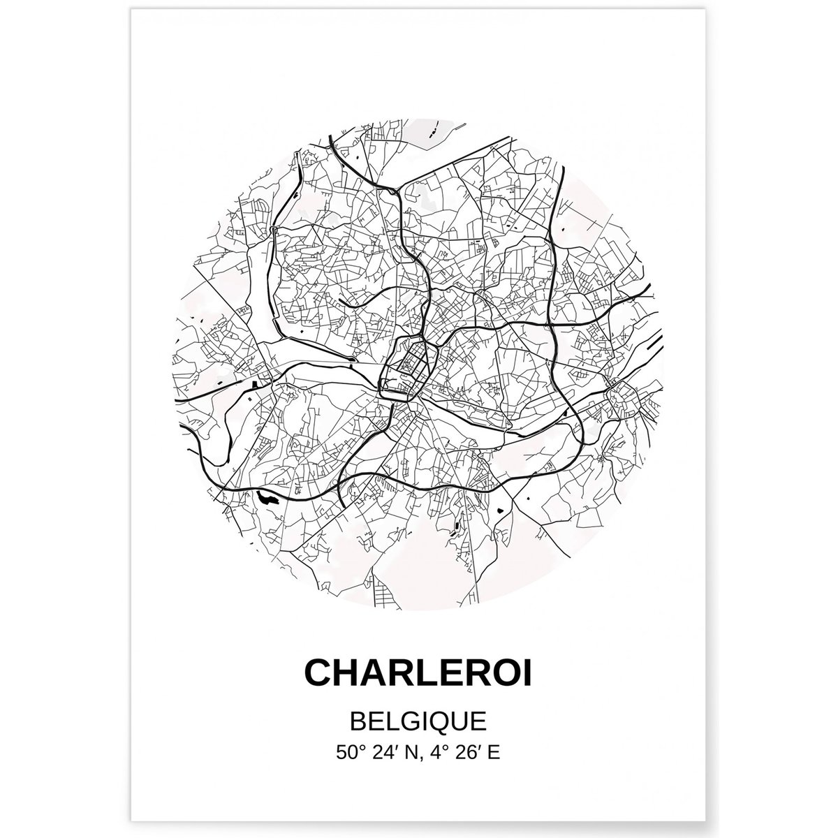 Affiche Carte Charleville-Mézières blanc, L'AFFICHERIE
