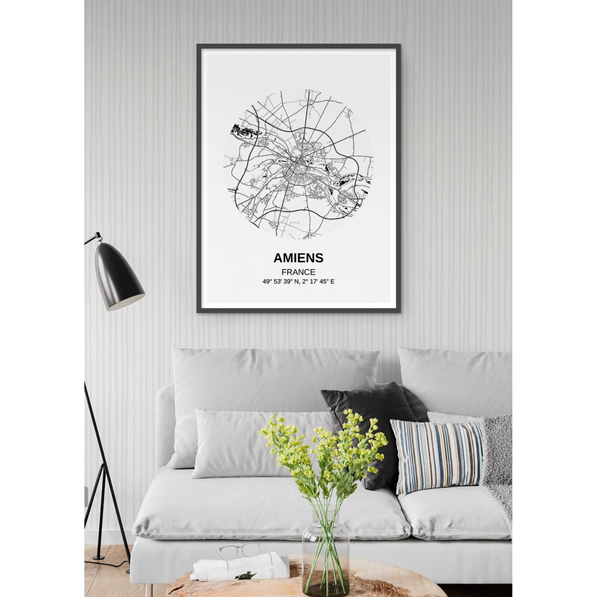 Affiche Carte Amiens blanc, L'AFFICHERIE