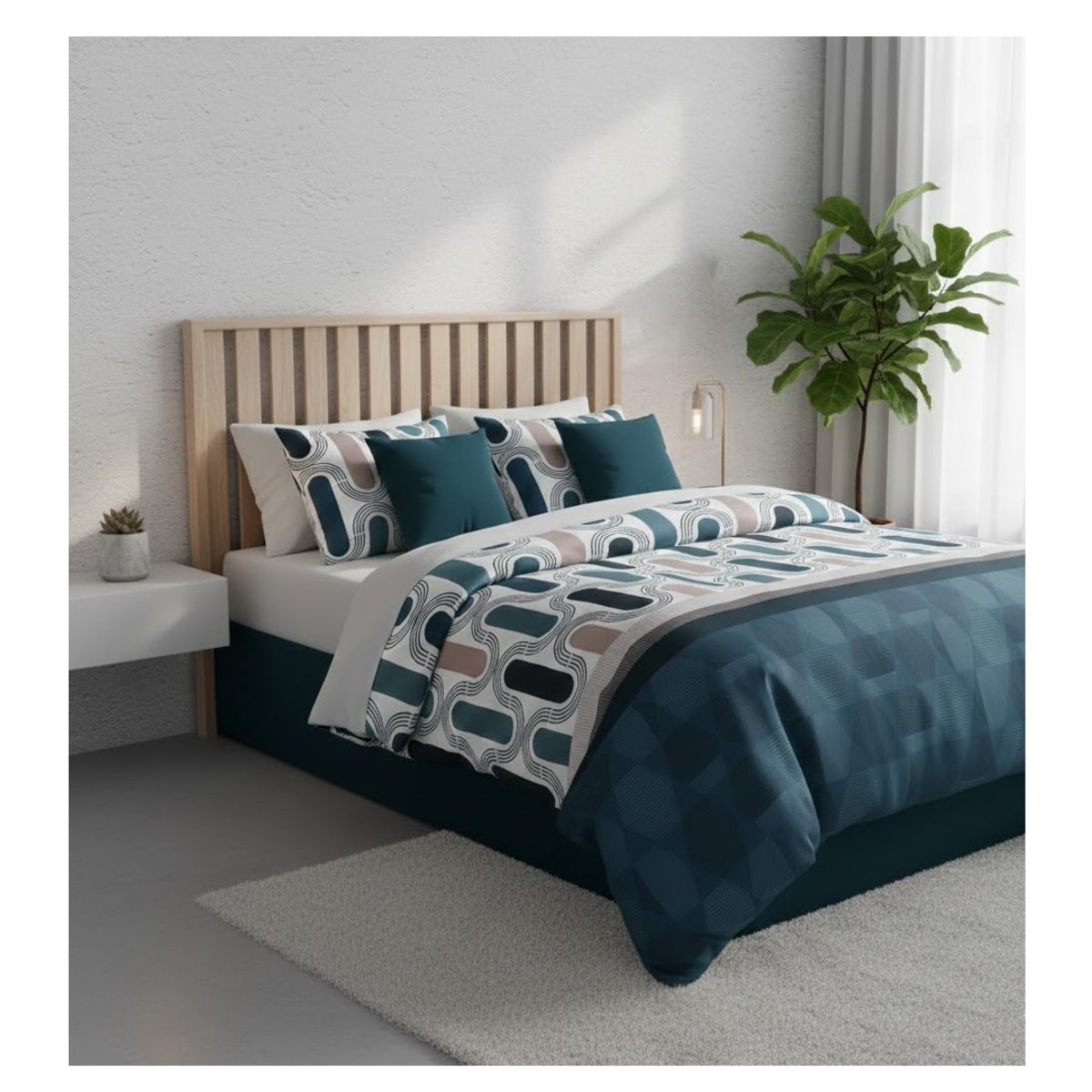 Parure de lit Collection Geomisti bleu, EDEN