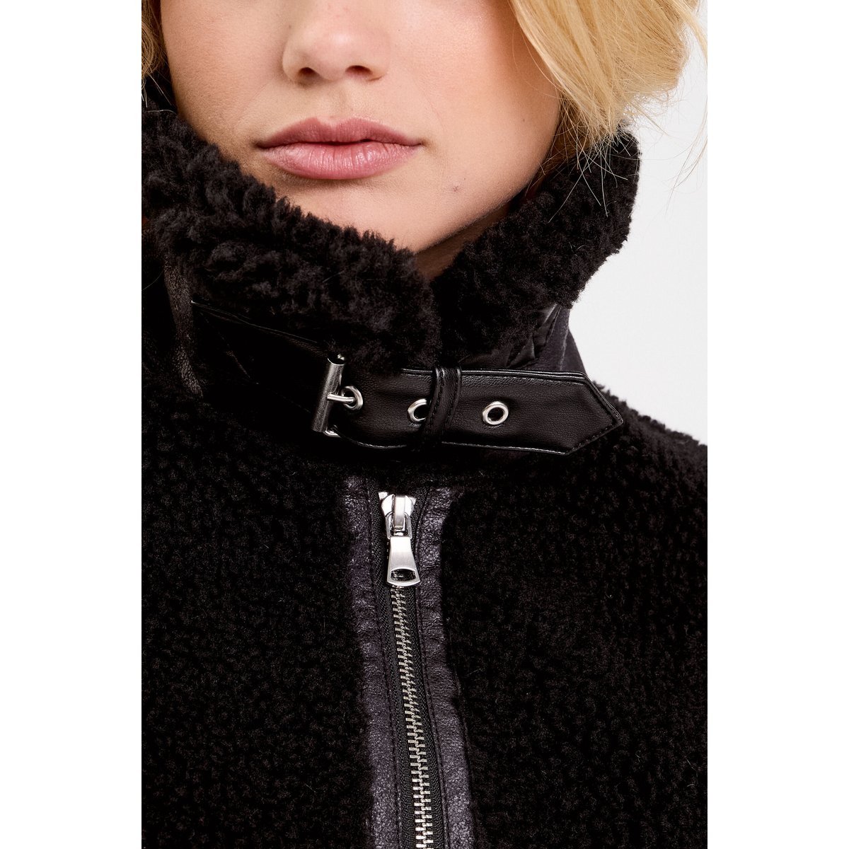 Bombardier court effet polaire bouclette noir, CACHE CACHE