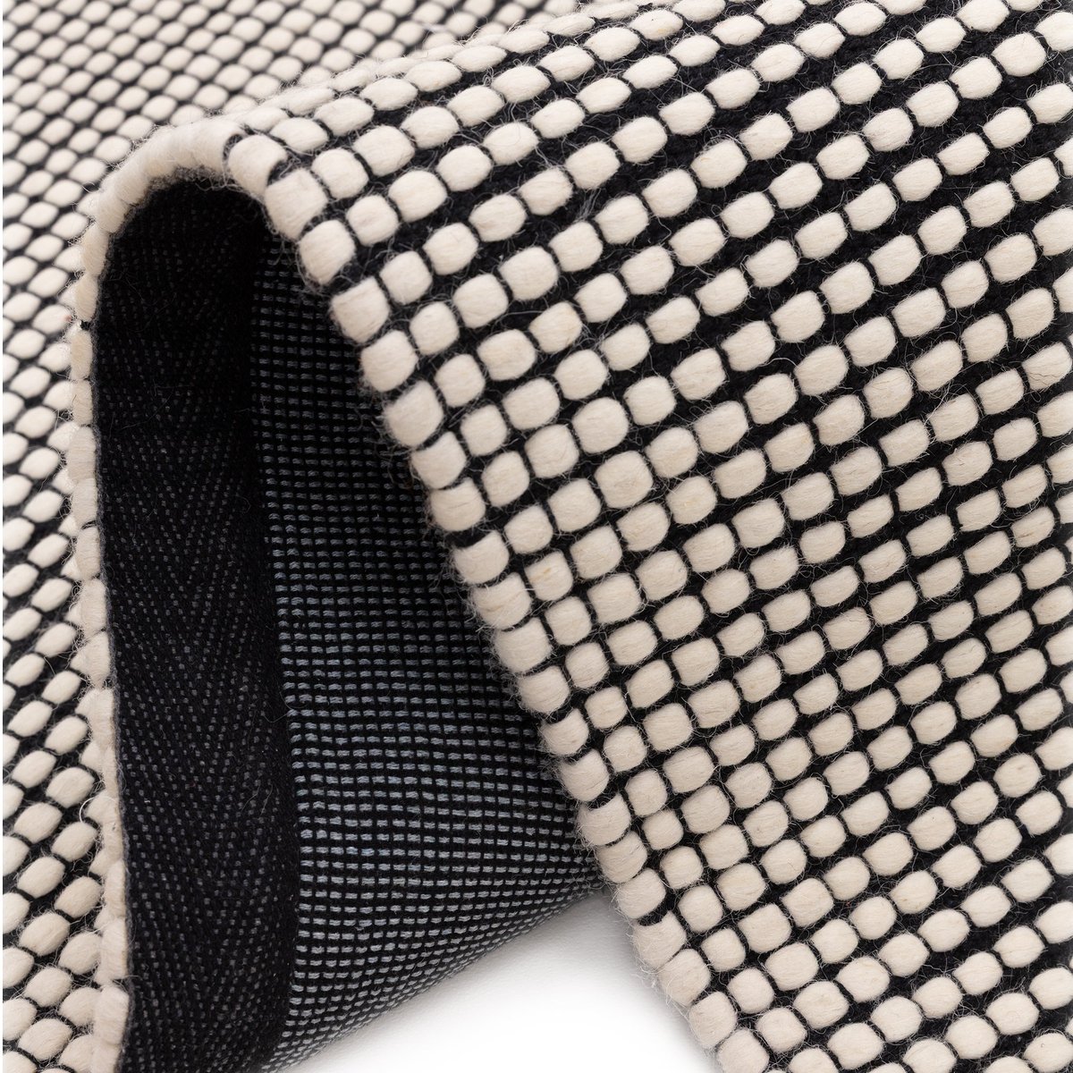 Tapis de salon et chambre en laine FLUB noir, NOVATREND