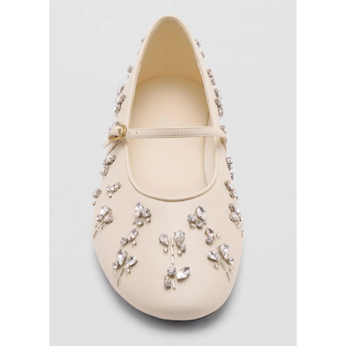 Ballerines avec détail de strass écru, MANGO