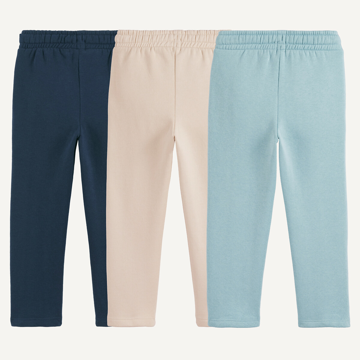 Pack of 3 Joggers blue/ecru, LA REDOUTE COLLECTIONS