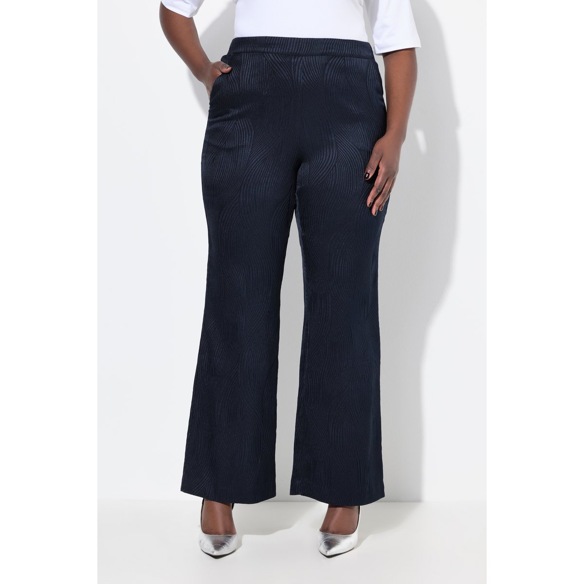 Pantalon jambe droite et large marine foncé, ULLA POPKEN