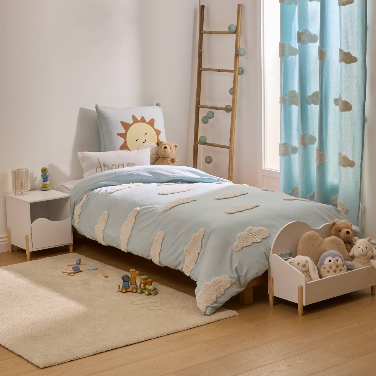 Parure de lit clair Imprimé Nuages TUFY bleu clair, ATMOSPHERA FOR KIDS