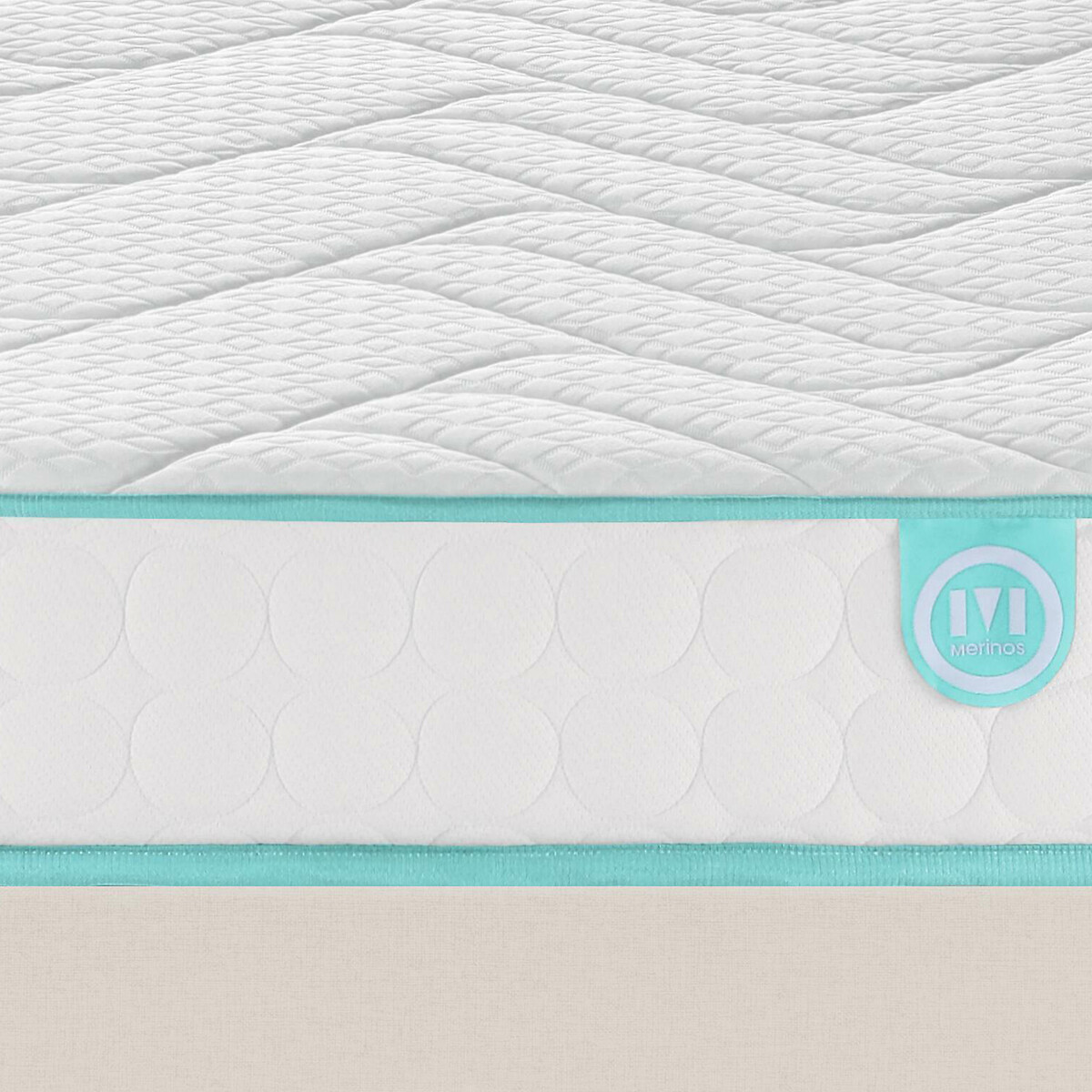 Ens. matelas mousse + sommier, LE TOUT TONIQUE tissé sable blanc, MERINOS