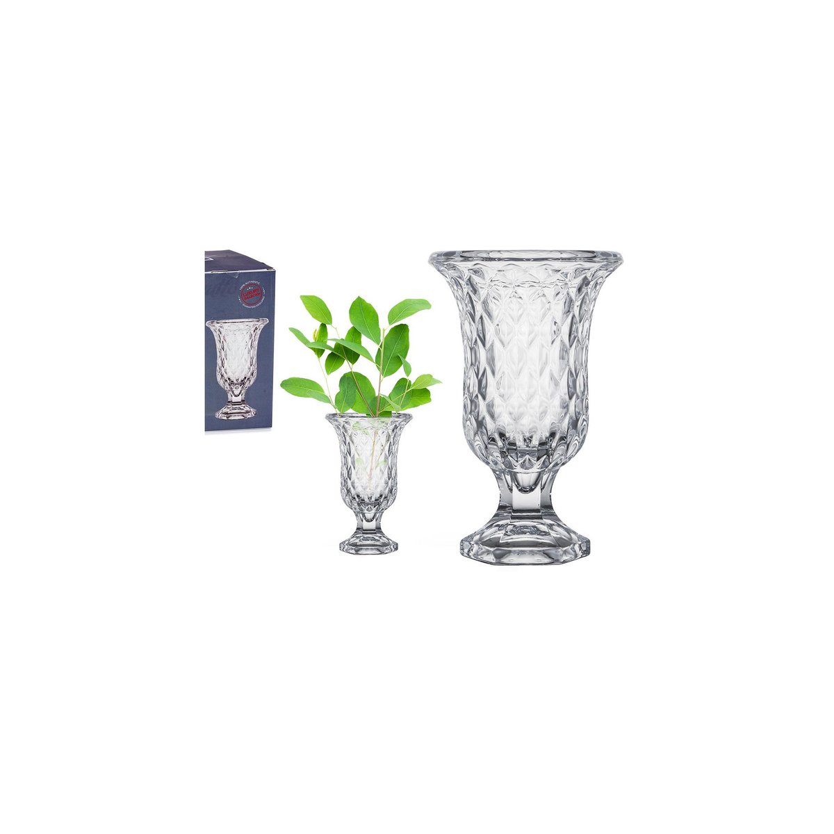 Vase vasque en verre Diamants - 15x15x24cm transparent, WADIGA