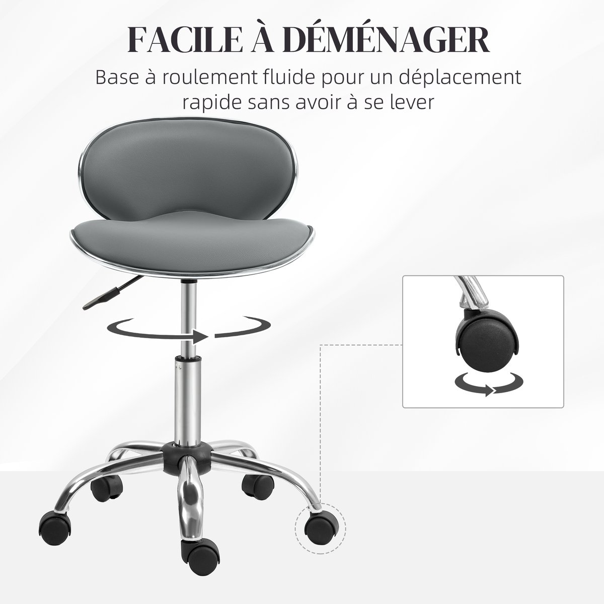 Tabouret de salon Polyuréthane Gris gris, HOMCOM