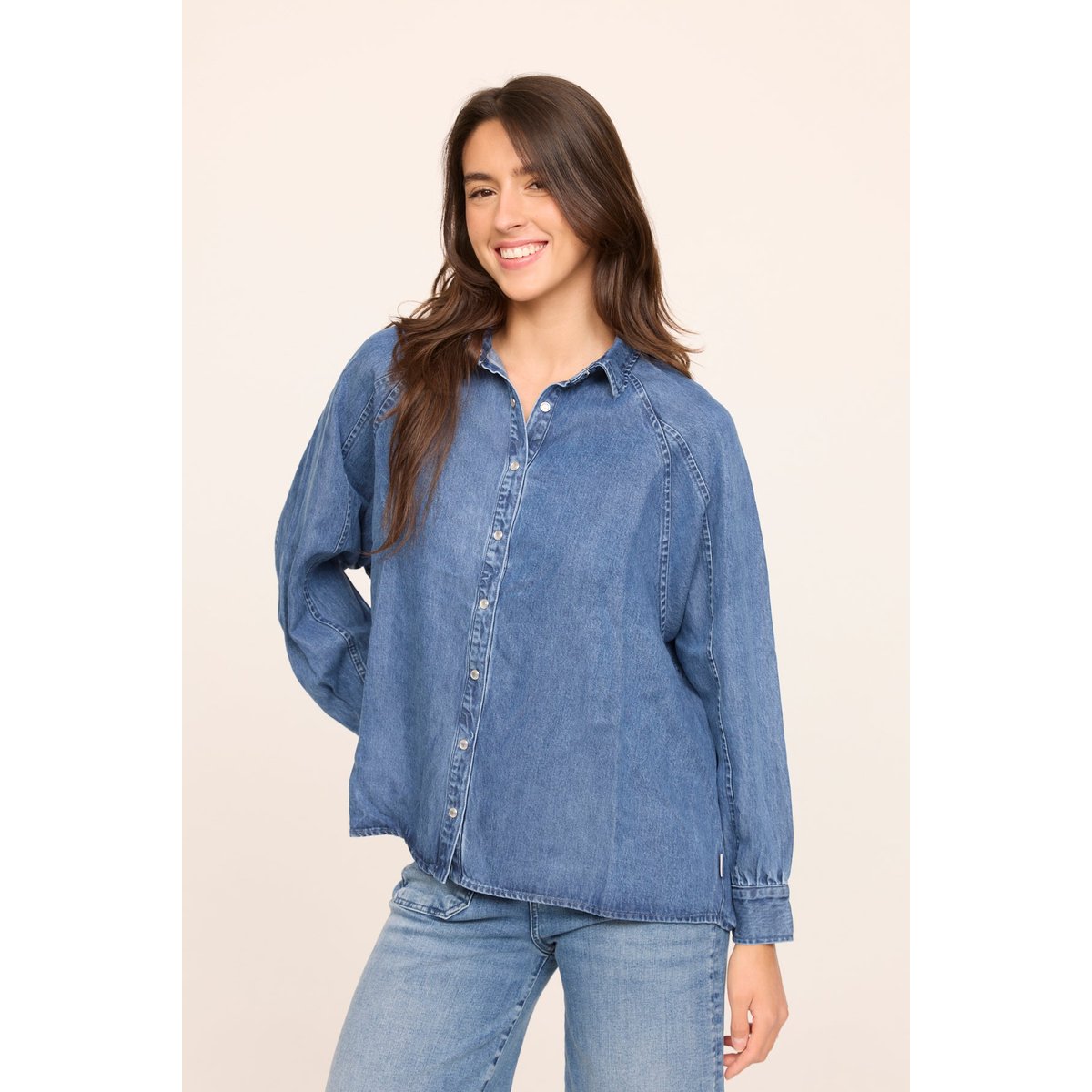 Chemise manches longues tencel loose DULIA bleu, LEE COOPER