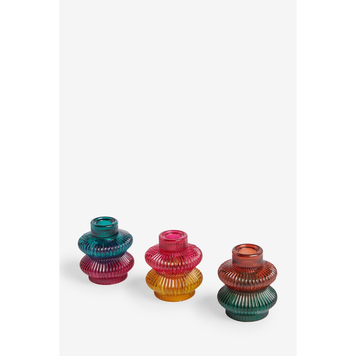 Photophore en verre et bougeoir, lot de 3 multicolore, NEXT