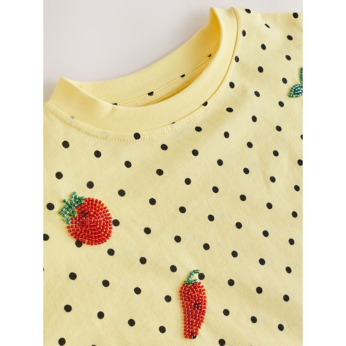 T-shirt droit oversize orné de perles tache jaune, NEXT