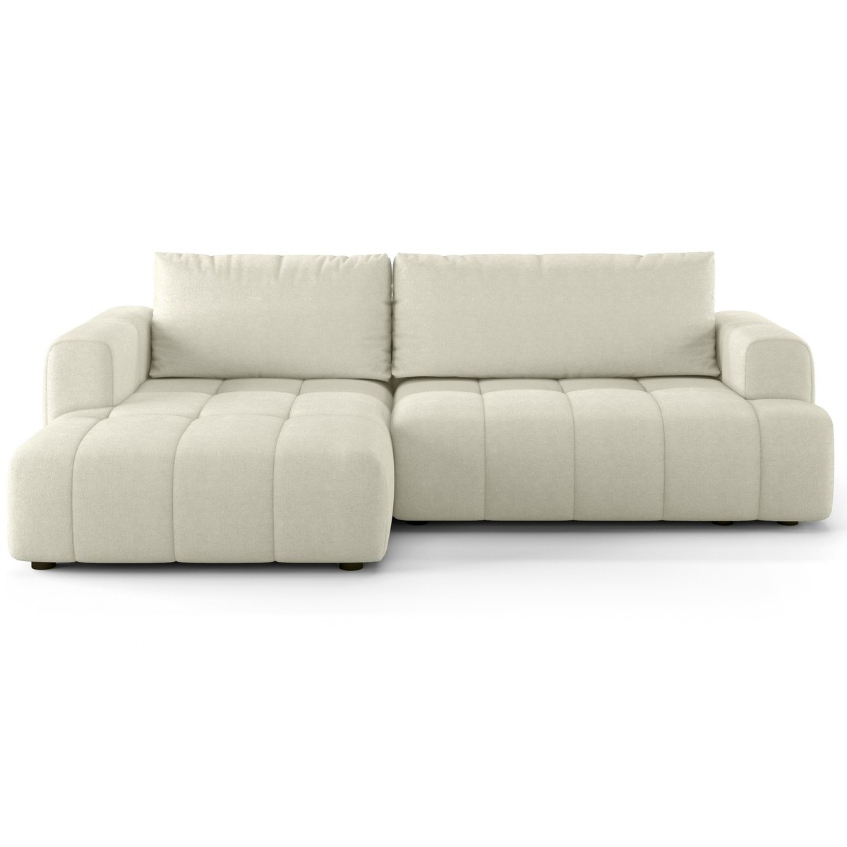 Canapé d'angle à gauche convertible 4 places en tissu chenille - ouverture rapide - KARL beige, HOMIFAB