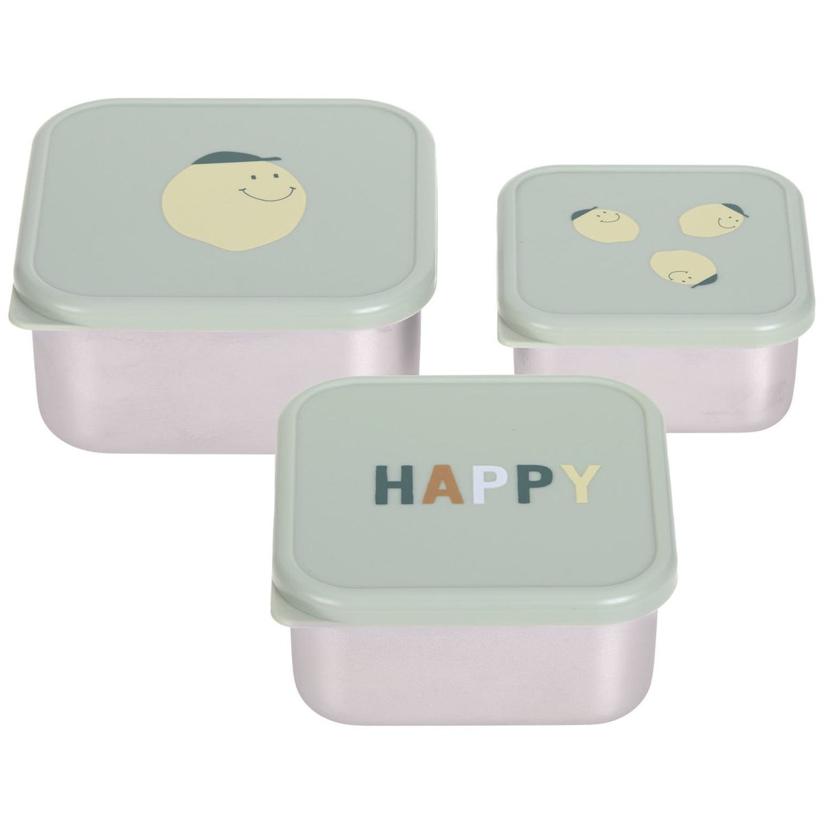 Lot de 3 boîtes à goûter jaune, olive, LASSIG