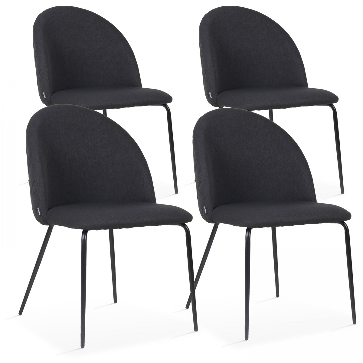 Lot de 4 chaises en tissu, CHESTER noir, OVIALA