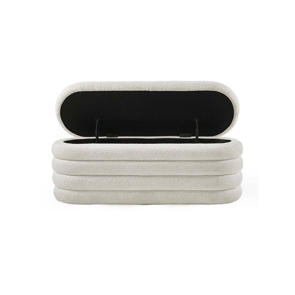 Celes Bouclé Curve Ottoman Storage Bench ivory, SO'HOME