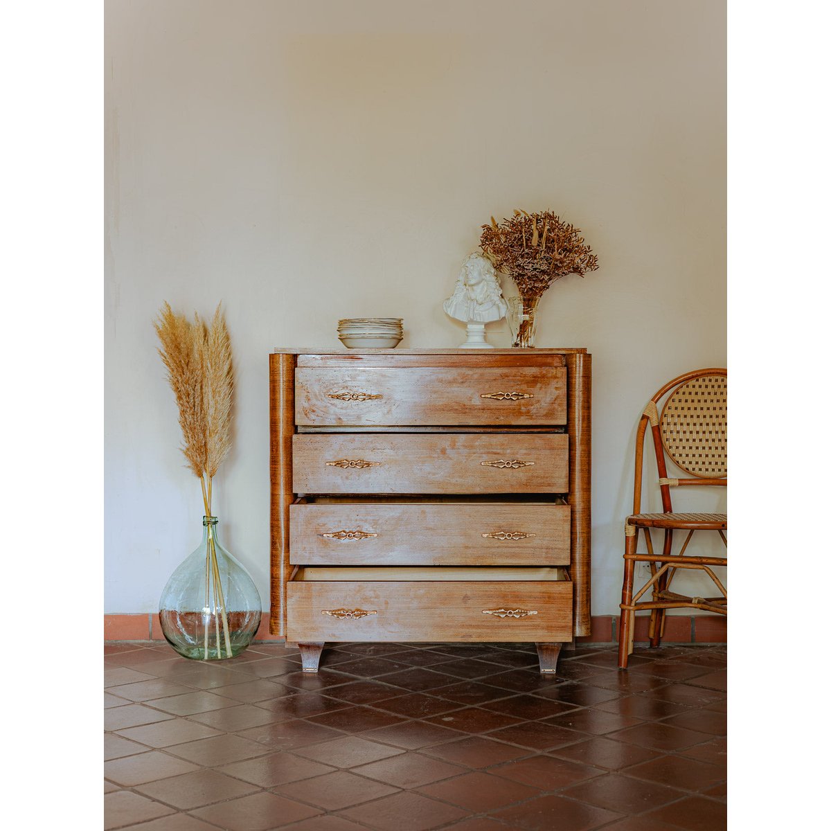 Commode en bois classique art déco Olga N°692 - Bon état bois clair, DEBONGOUT