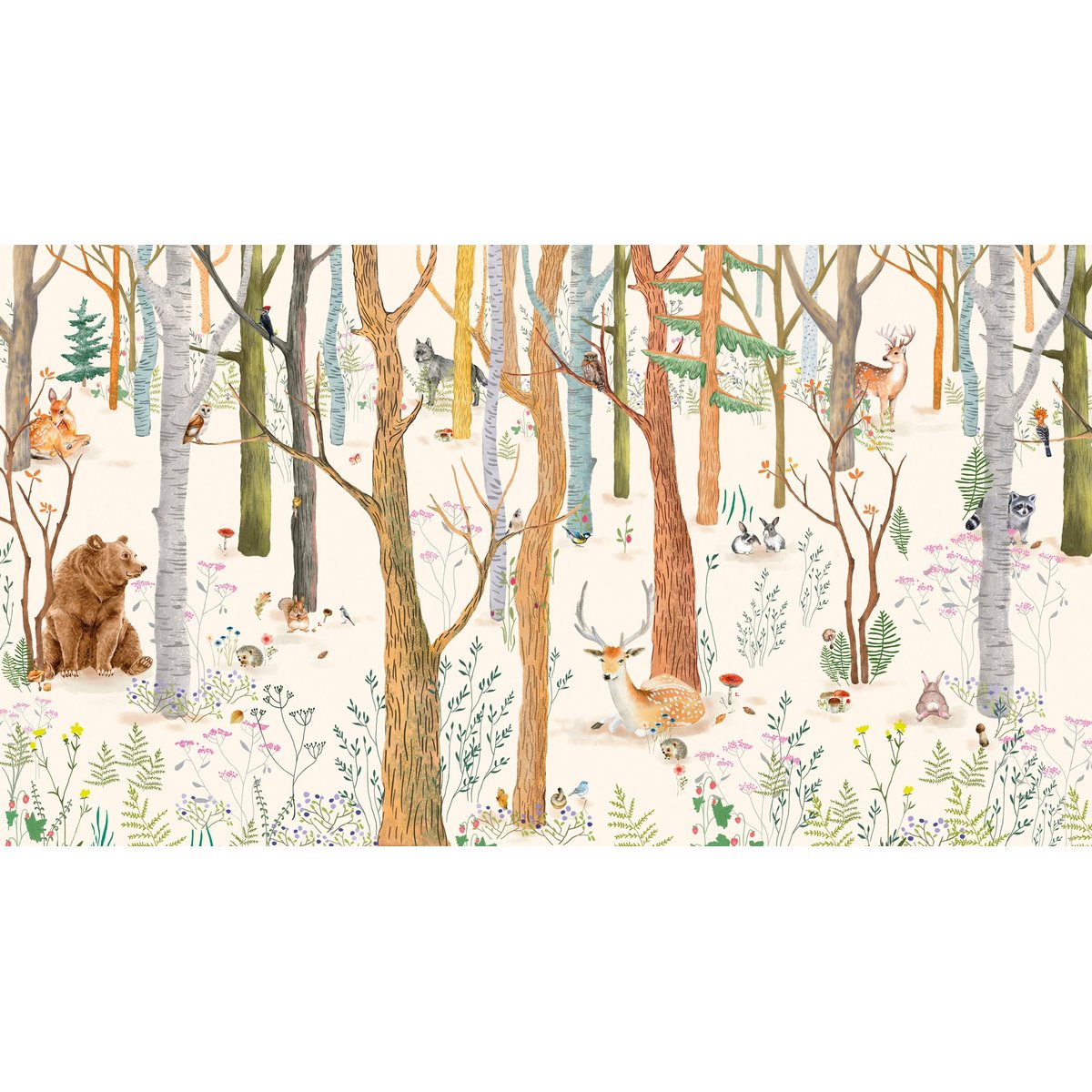 Papier peint panoramique Chanteloup XL - Forêt mythique 480 x 265 cm multicolore, LE PAPIERS DE NINON