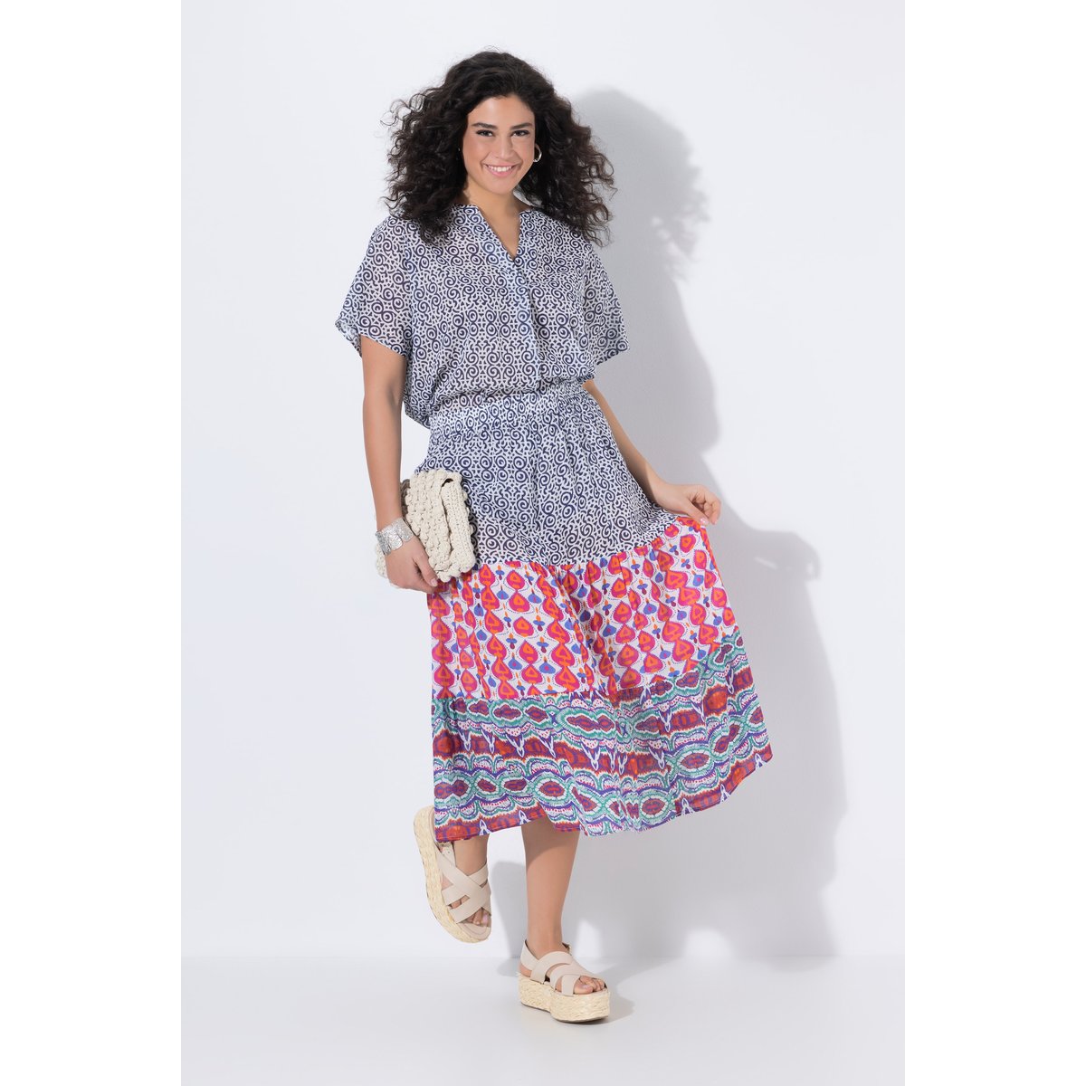 Jupe maxi, jeu de motifs à rayures aubergine, ULLA POPKEN