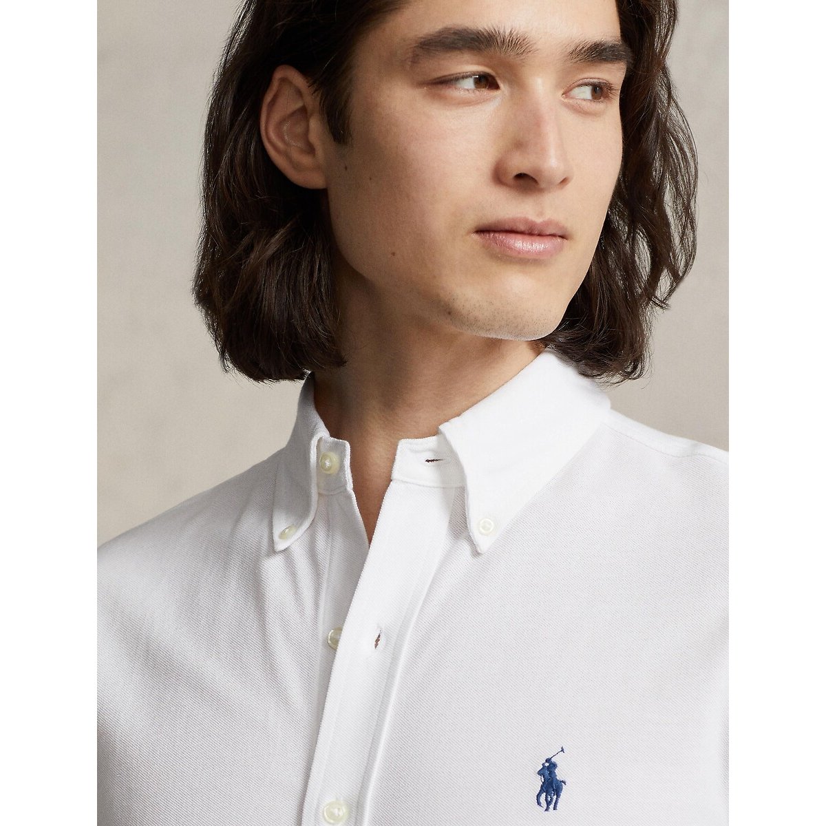 Cotton Piqué Shirt with Short Sleeves in Regular Fit white, POLO RALPH LAUREN