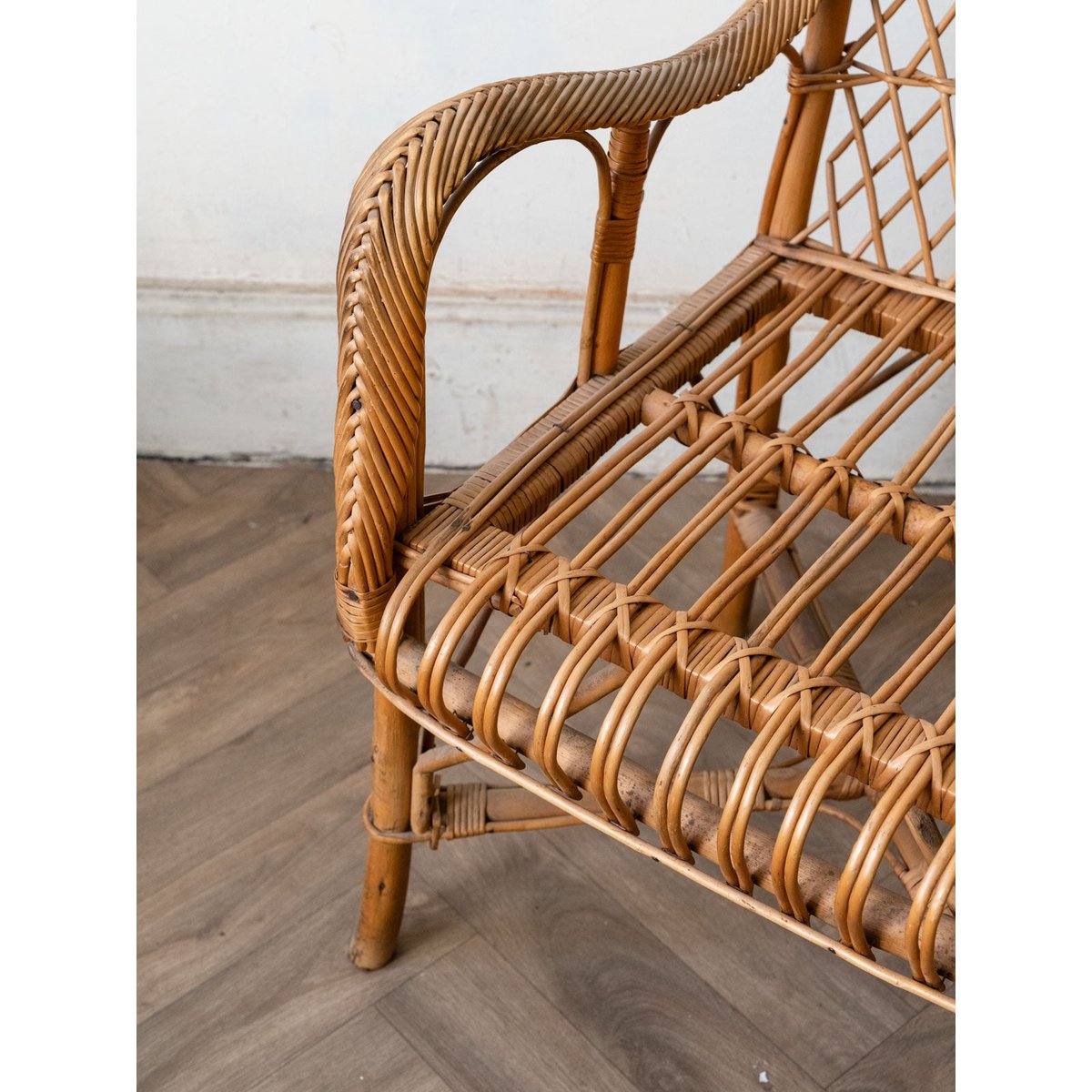 Fauteuil en rotin Ernest N°1642 - Bon état naturel, DEBONGOUT