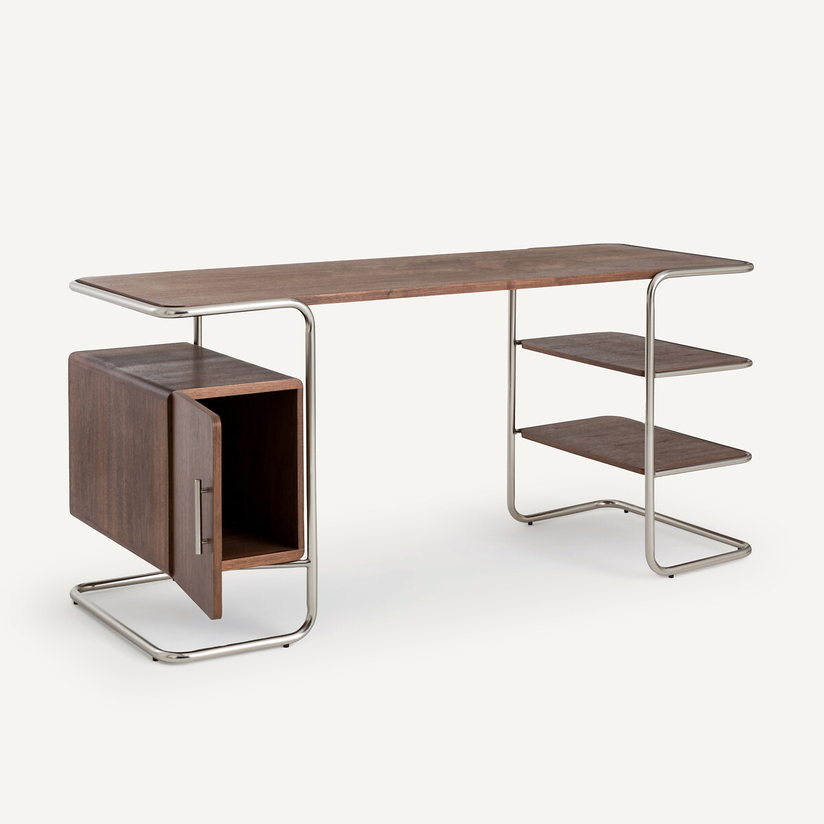 Bureau tubulaire en plaqué noyer, longueur 155 cm, Emlyn noyer, AM.PM