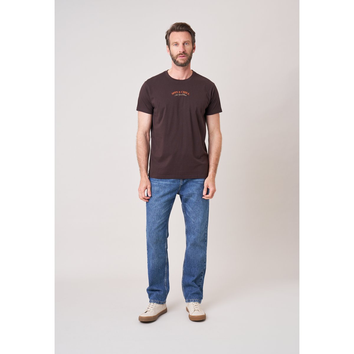 T-shirt confort homme en 100% coton imprimé platine vinyle SPIN walnut, DEELUXE