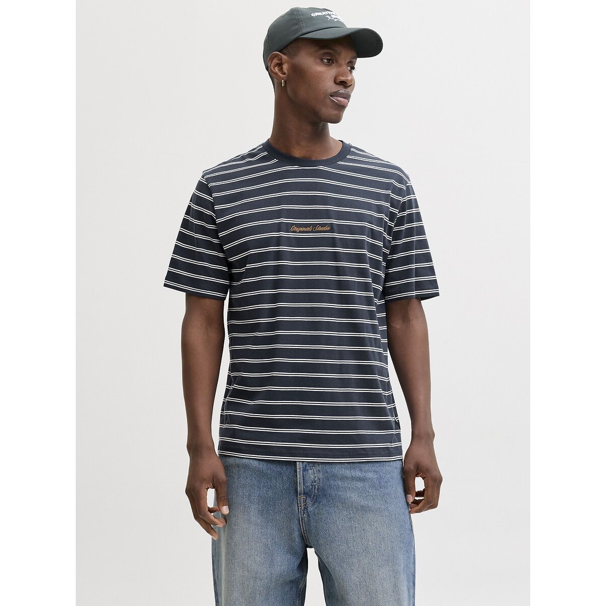 T-shirt manches courtes rayé bleu marine, JACK & JONES