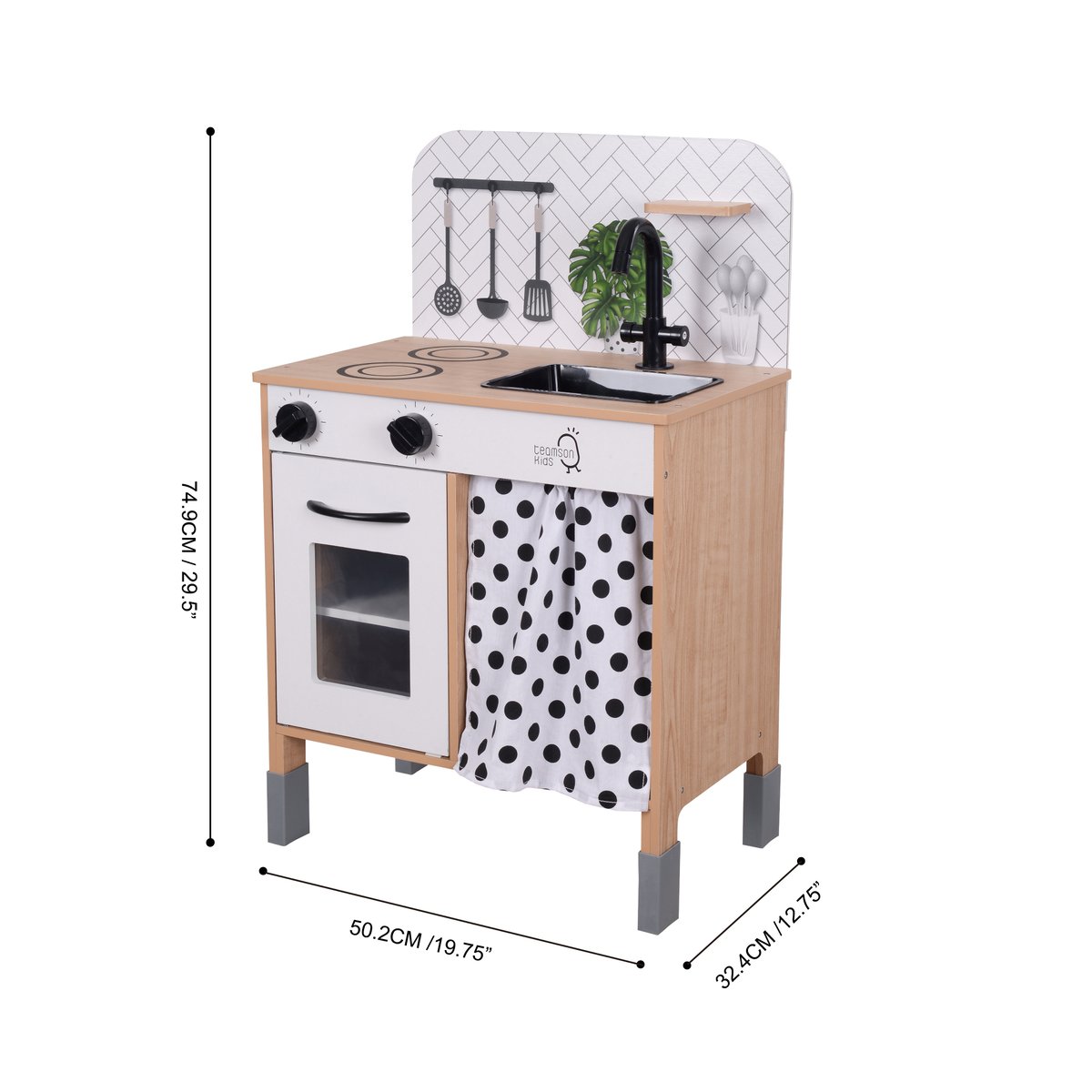 Cuisine Enfant Bois Hauteur Réglable PHILLY noir/blanc, TEAMSON KIDS
