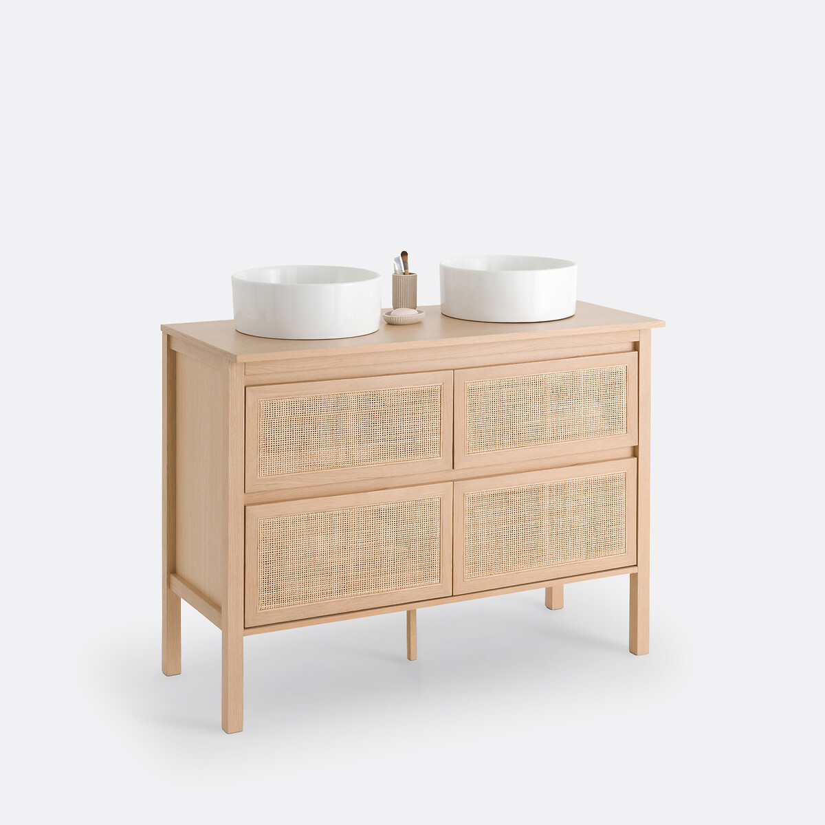 Meuble sous vasque, 4 tiroirs, en cannage largeur 120 cm, LUMPA naturel, LA REDOUTE INTERIEURS