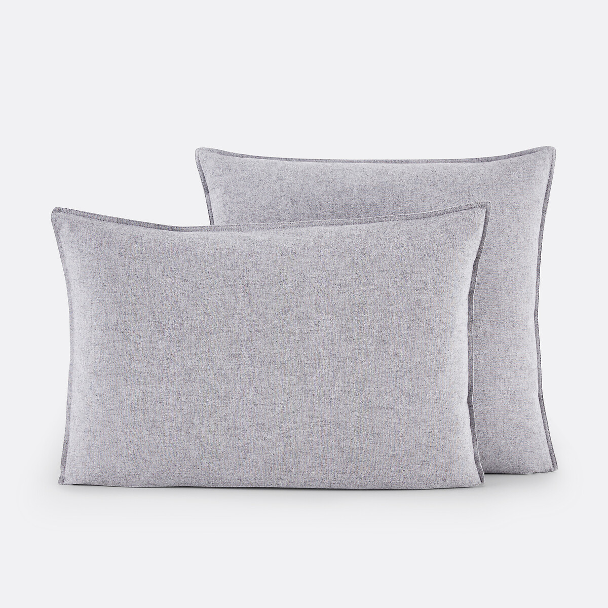Funda de almohada, en franela de algodón chambray, Clara gris oscuro jaspeado, LA REDOUTE INTERIEURS