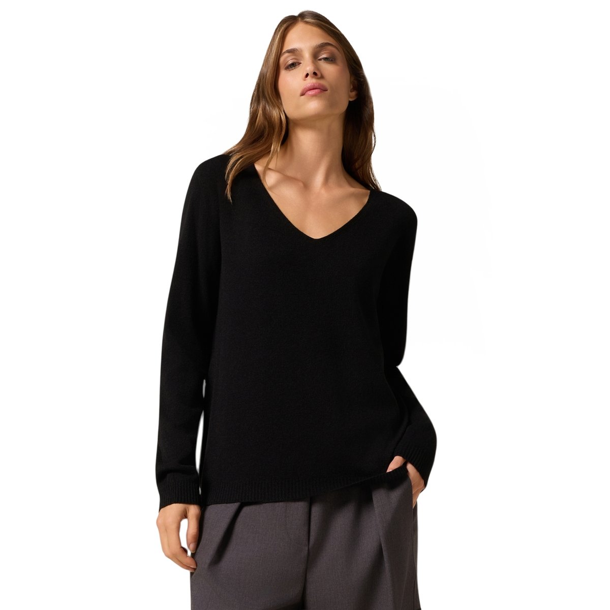 Pull à col en V noir, OLTRE