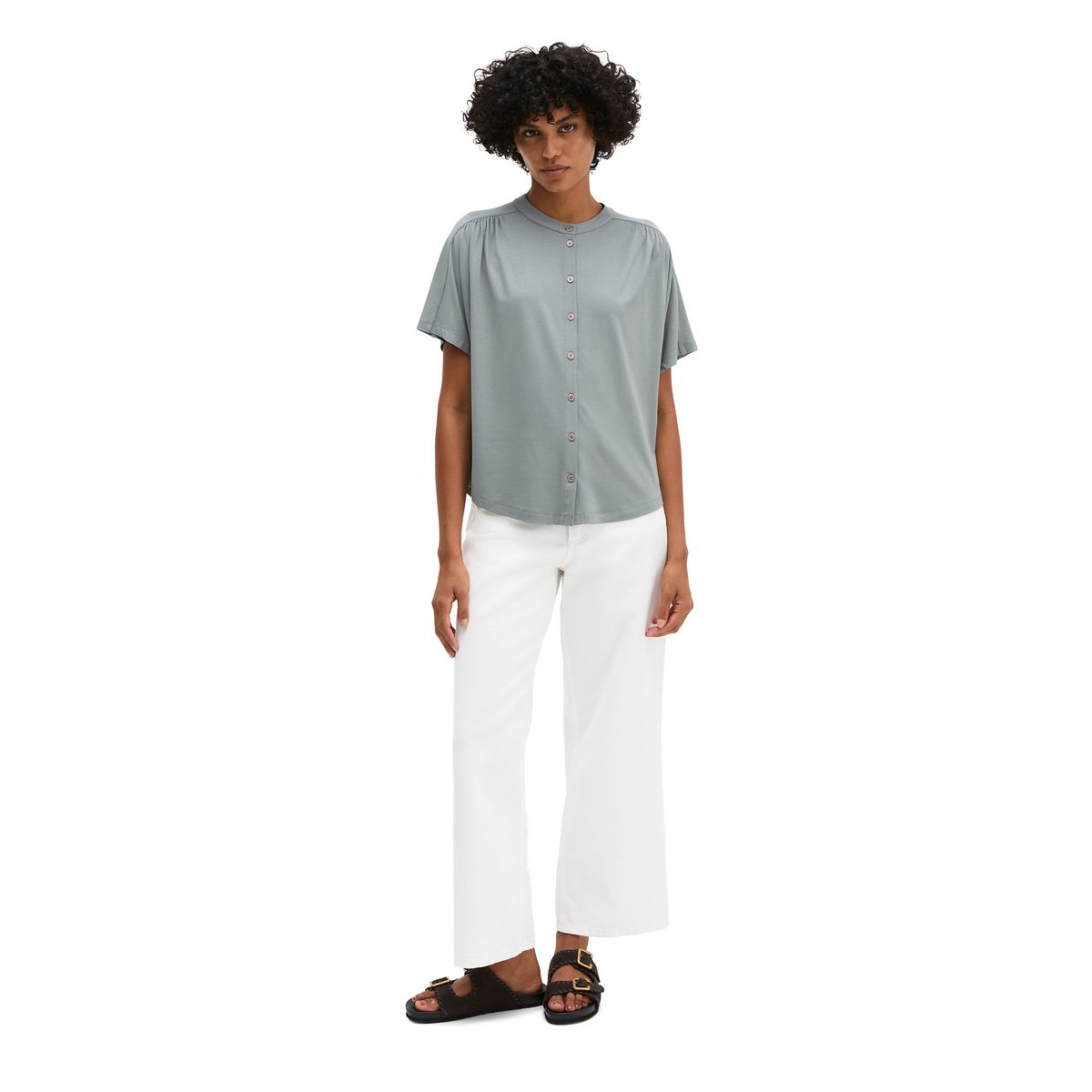 Blouse en jersey regular en LENZING™ ECOVERO™ gris, MARC O'POLO