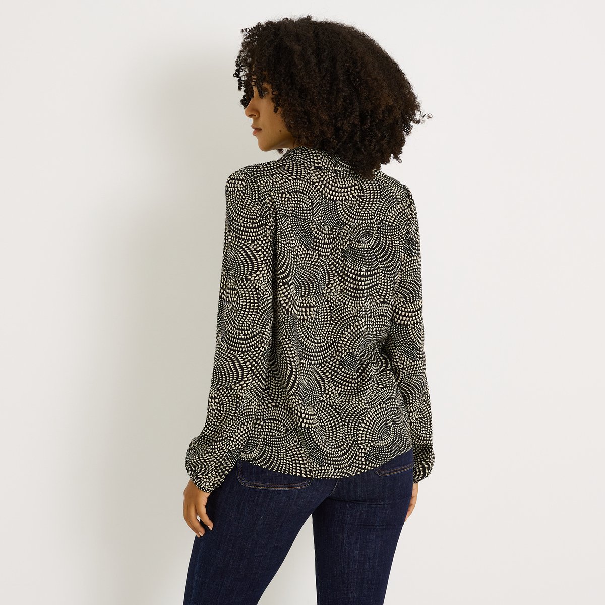 Blouse imprimé bicolore noir, GRAIN DE MALICE