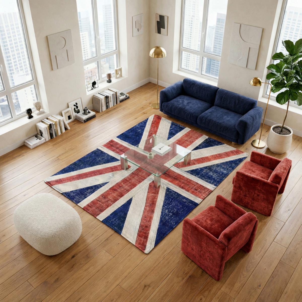Tapis salon et chambre fait main en laine motif géométrique rouge, UN AMOUR DE TAPIS