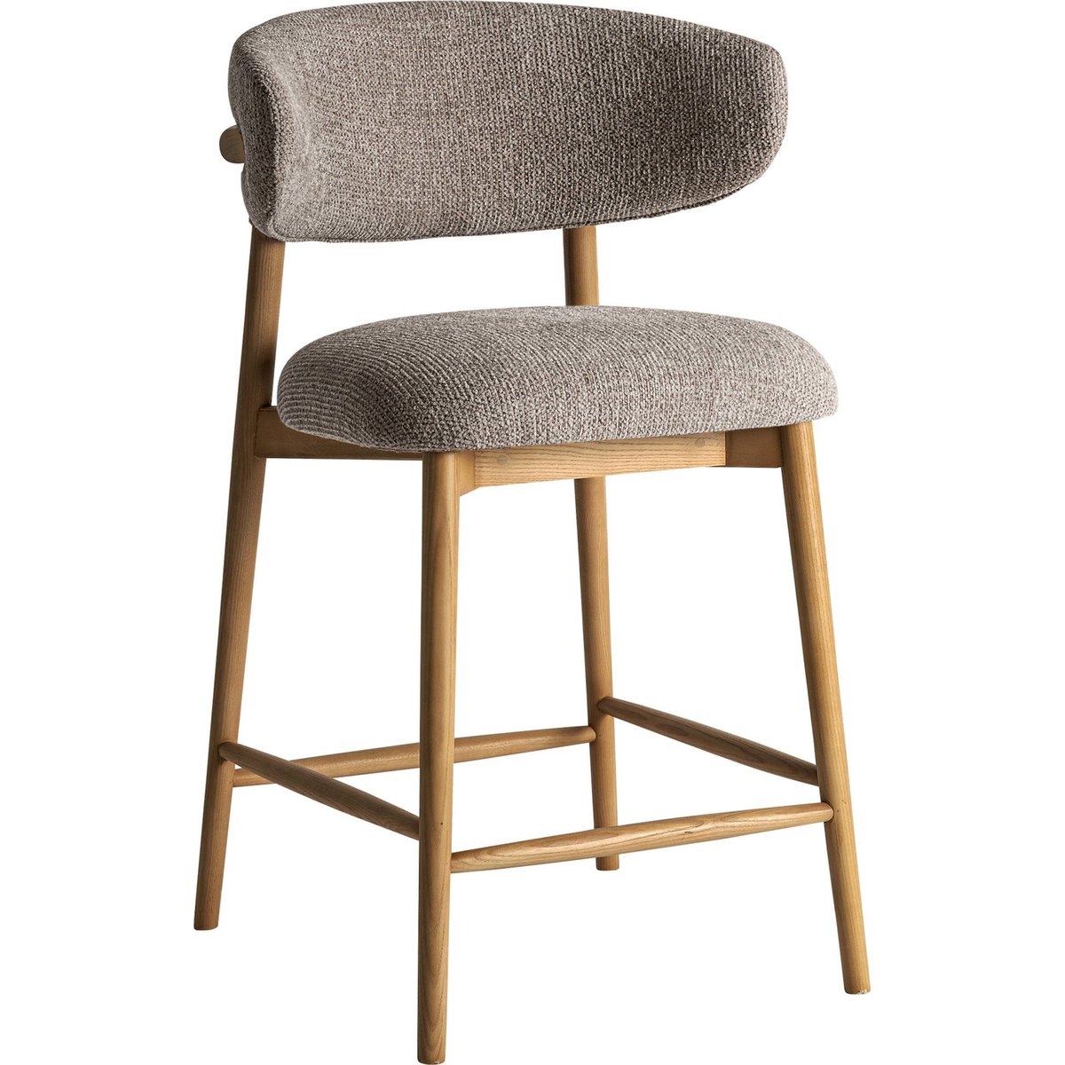 Tabouret de bar collection S.ERLEC taupe et bois clair, RECOLLECTION