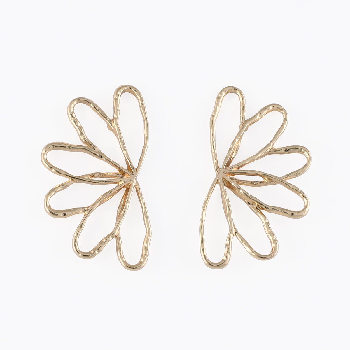 Boucles d'oreilles demi fleurs martelées doré, BALABOOSTE