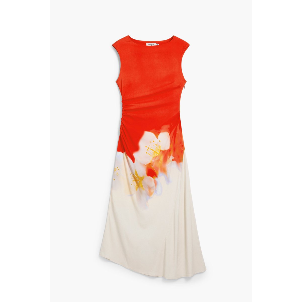 Robe bicolore à fleurs orange, DESIGUAL