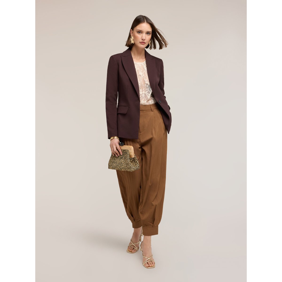 Pantalon avec poignet au bas marron, MOTIVI