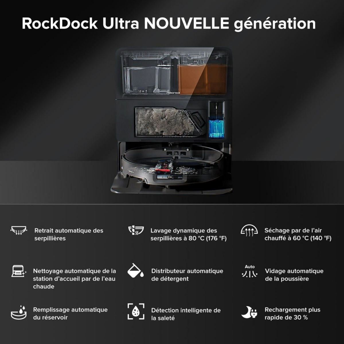 Robot Aspirateur Laveur Saros 10 noir couleur unique, ROBOROCK