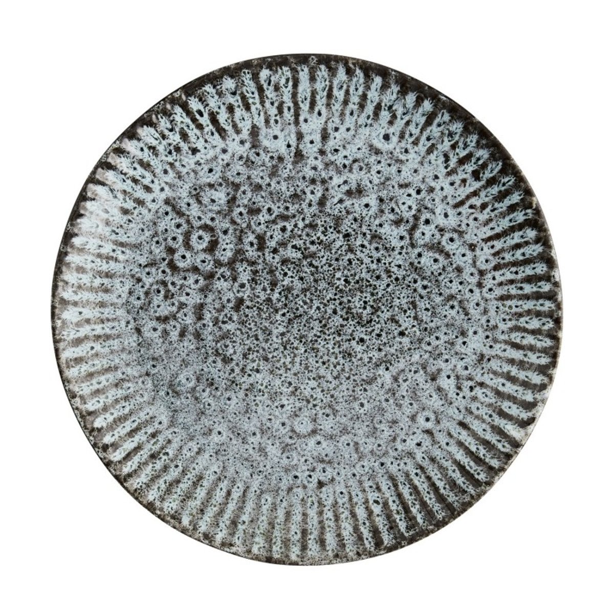 Assiette plate grès bleu turquoise, noir, MADAM STOLTZ