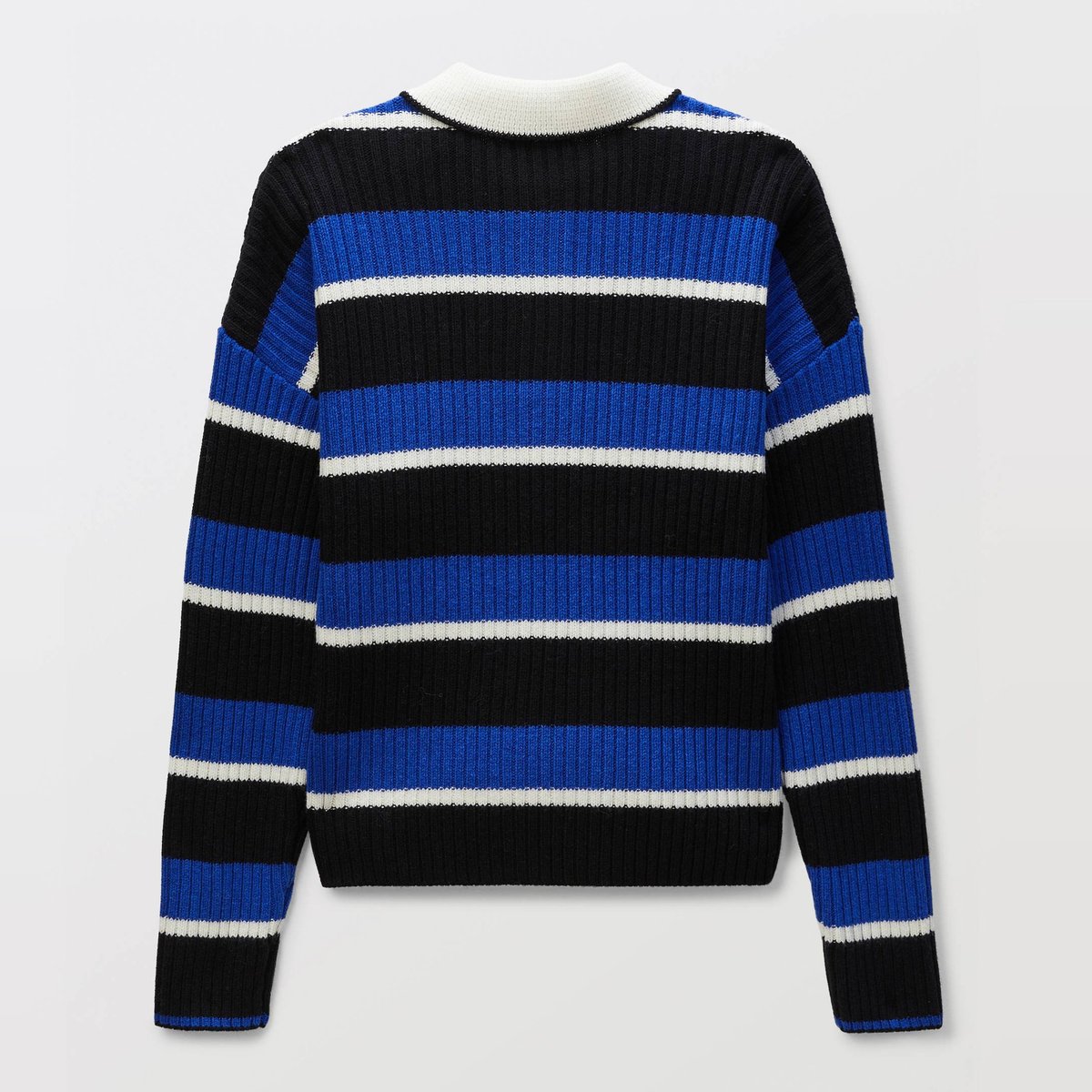 Polo rayé contenant de la laine bleu roi, MONOPRIX