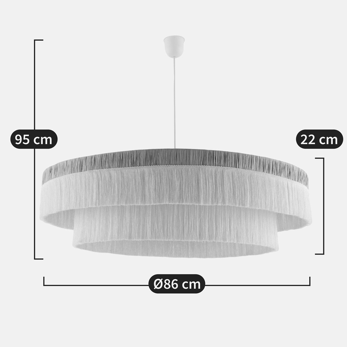 Suspension frangée en raphia Ø86 cm, Kavi naturel/crème, LA REDOUTE INTERIEURS